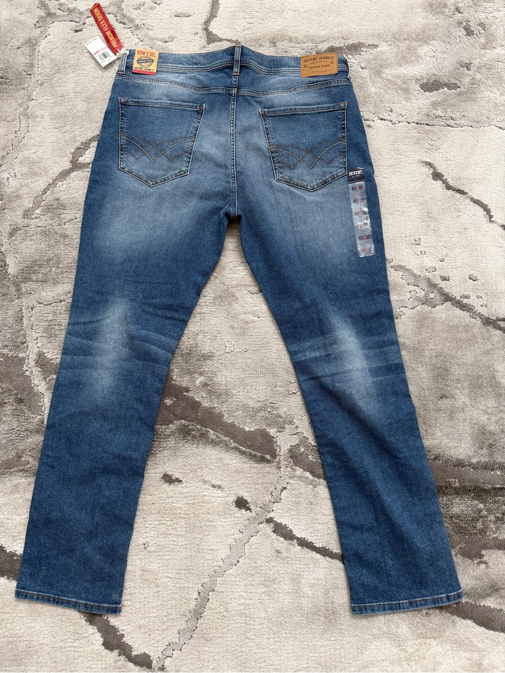 Seven7 Premium Flex Slim Straight Men Jeans in Medium Blue Wash W40 L32
